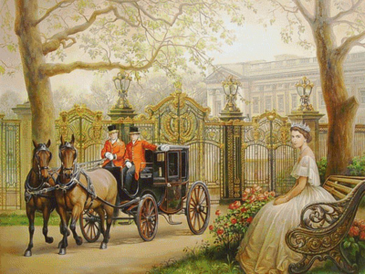 №1978832 - карета, картина, девушка, лошади - предпросмотр