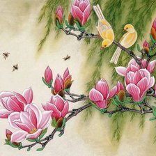 Схема вышивки «магнолии»