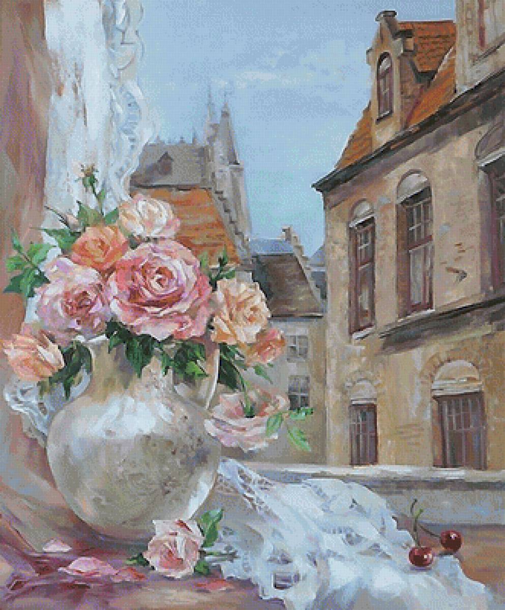 розы на окне - предпросмотр