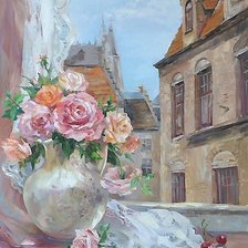 розы на окне