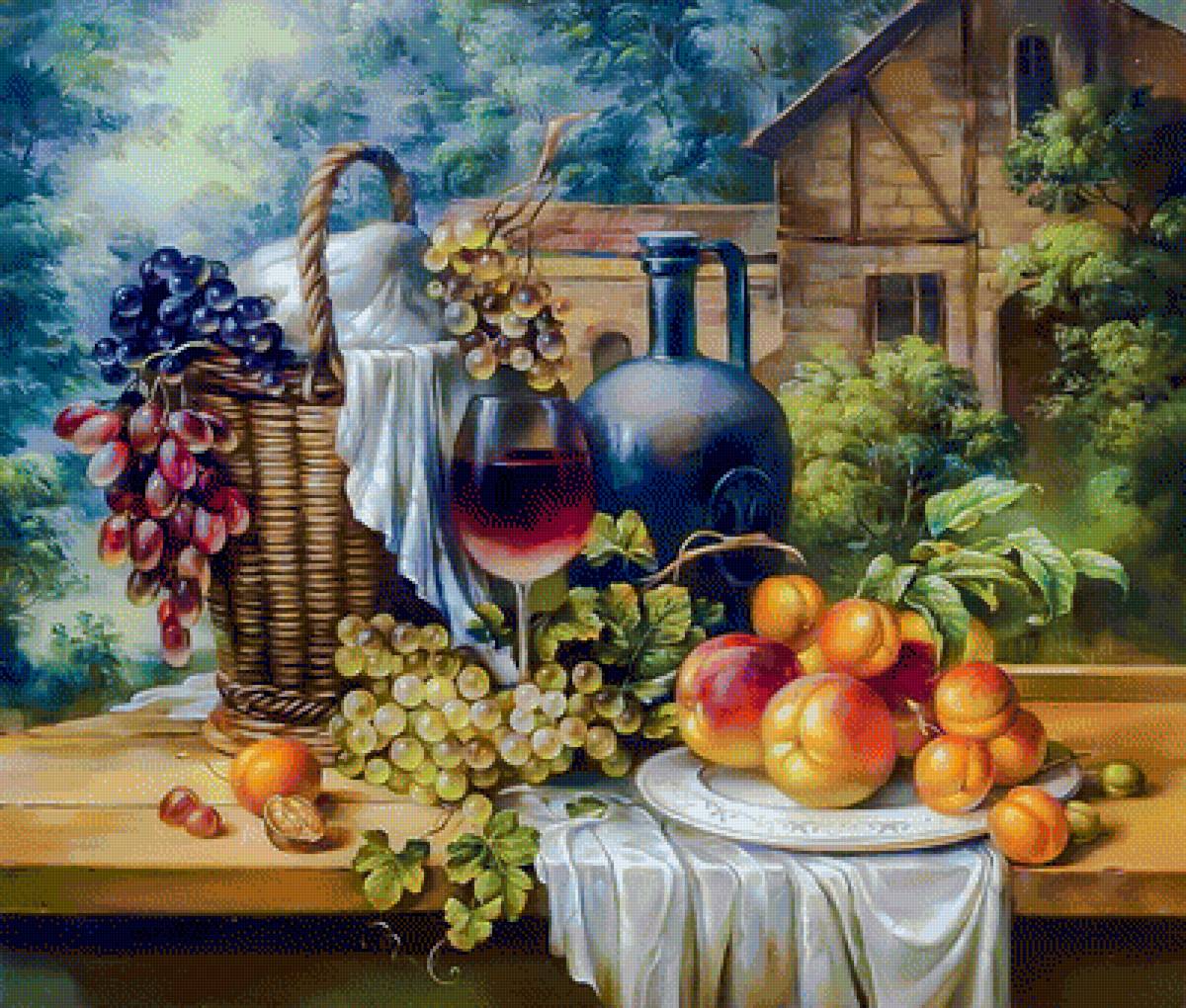 Wine and Fruits. - still life. - предпросмотр
