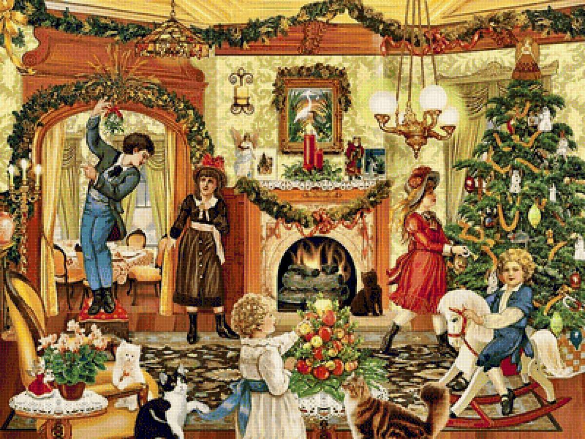 №1979535 - праздник, дети, камин, рождество, елка - предпросмотр