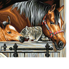 Схема вышивки «Кони и котик.»