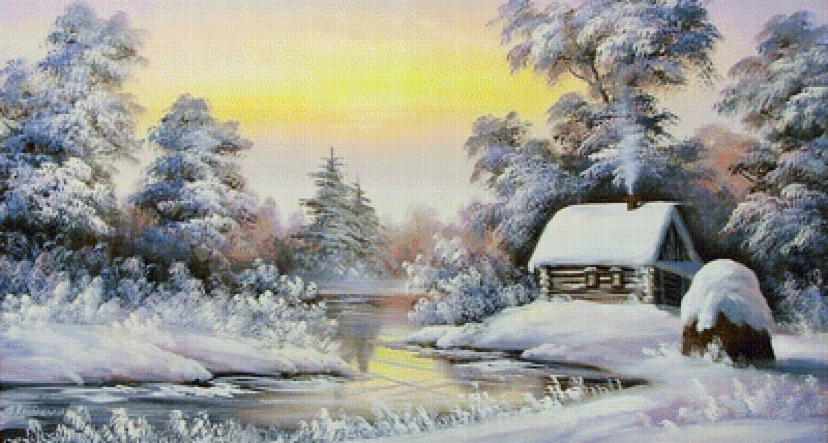 №1980236 - пейзаж, домики, зима - предпросмотр