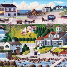 Схема вышивки «поселок у моря»