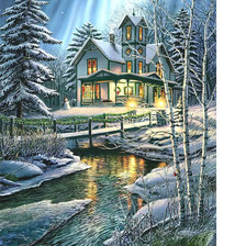 Схема вышивки «Зимний домик.»