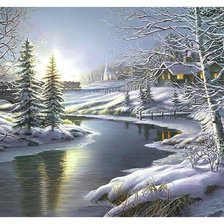 Схема вышивки «Зимняя река.»