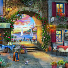 Схема вышивки «Romantic Restaurant by the Sea.»