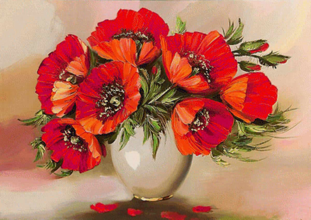 Маки. - натюрморт, цветы, живопись. - предпросмотр