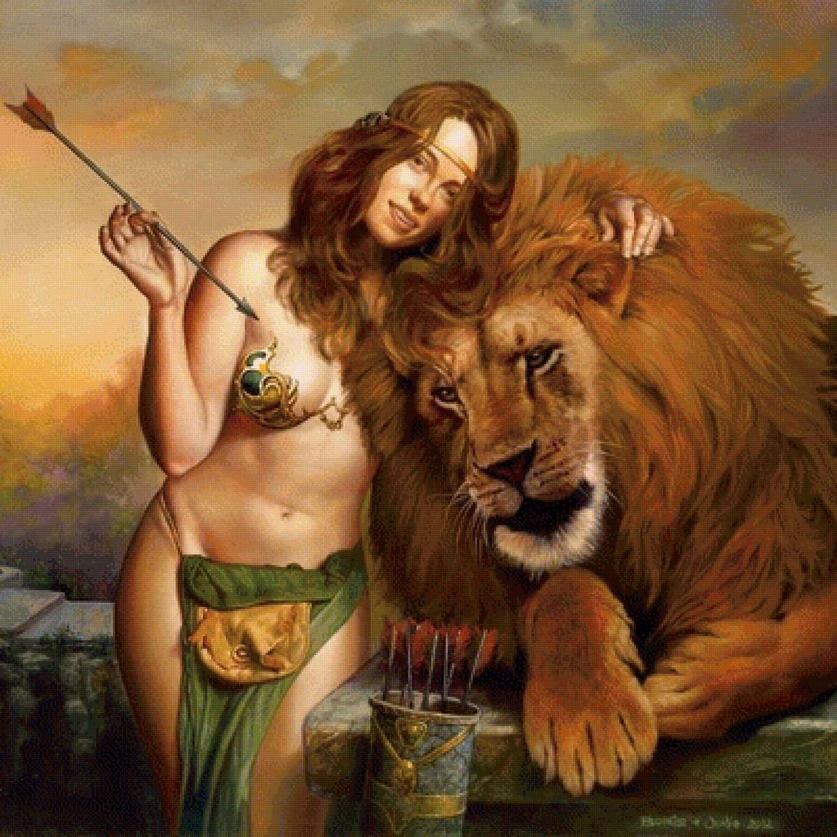 Лев и девушка со стрелой, Джулия Белл - фентези, лев и девушка со стрелой, джулия белл - предпросмотр