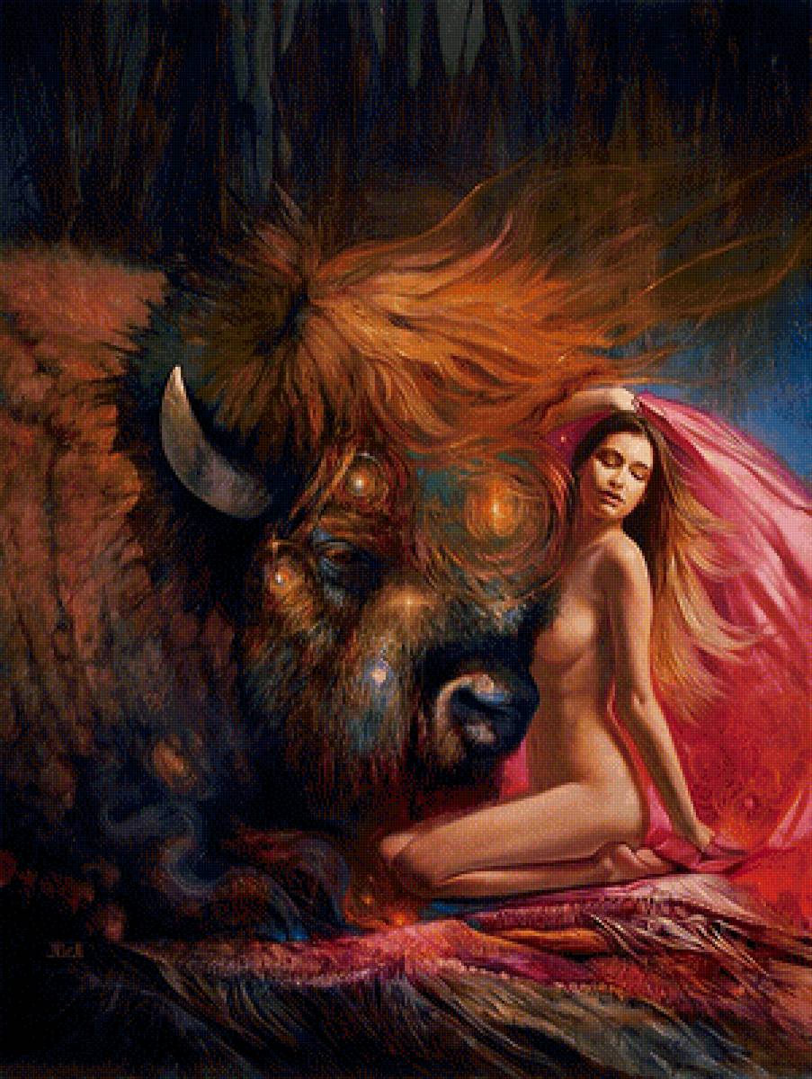 Девушка и бизон, Джулия Белл - фентези, девушка и бизон, джулия белл - предпросмотр