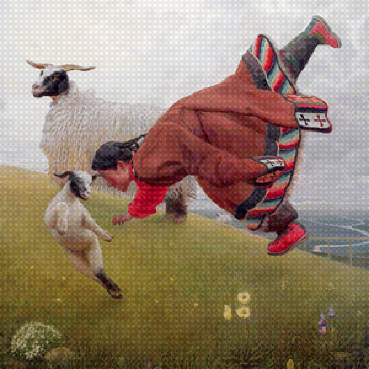 Ван Игуан, летающие девушки - ван игуан, летающие девушки, китайская современная живопись - предпросмотр