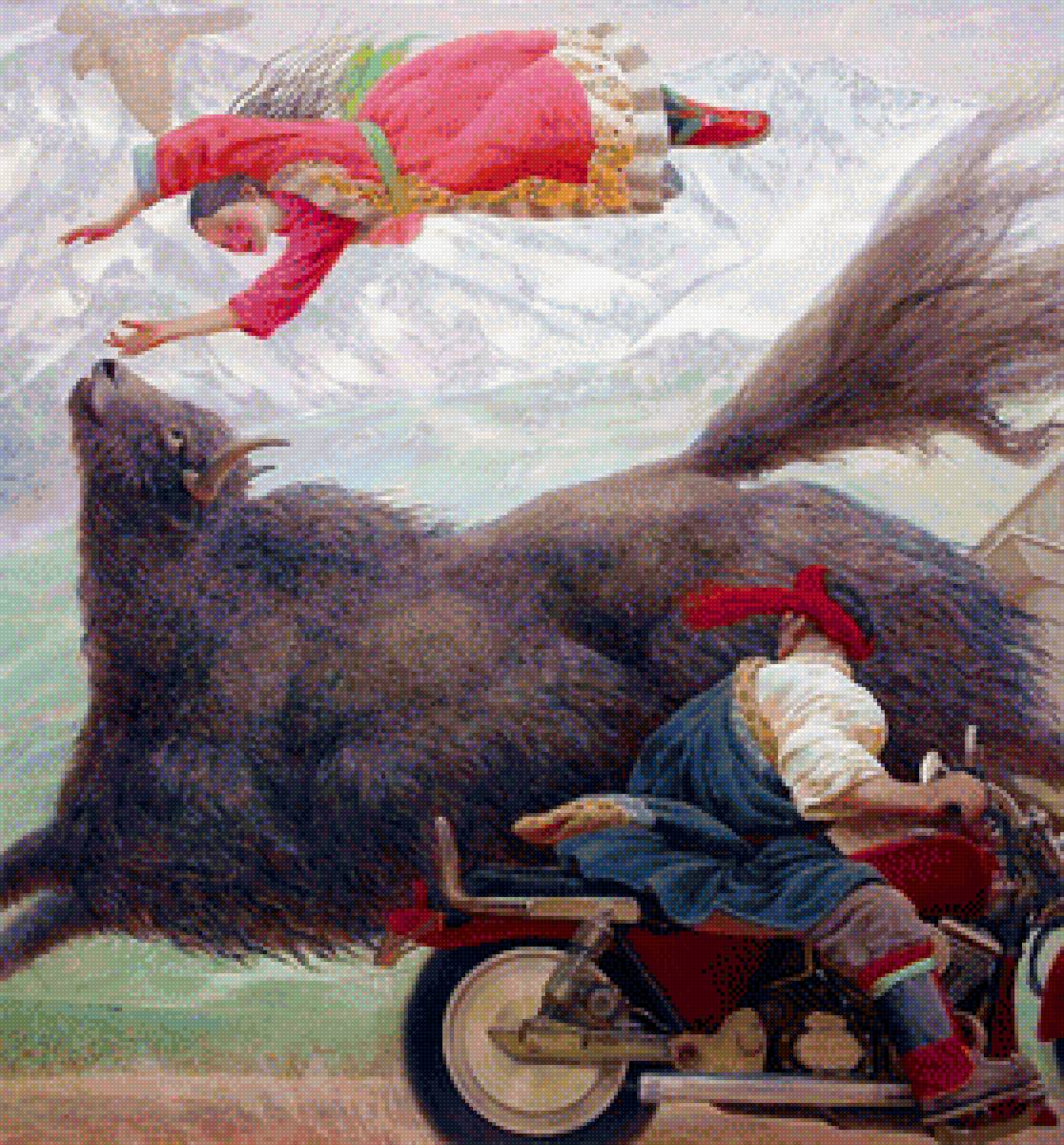 Ван Игуан, летающие девушки - летающие девушки, китайская современная живопись, ван игуан - предпросмотр