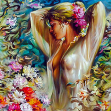 Схема вышивки «Bella among the Flowers.»