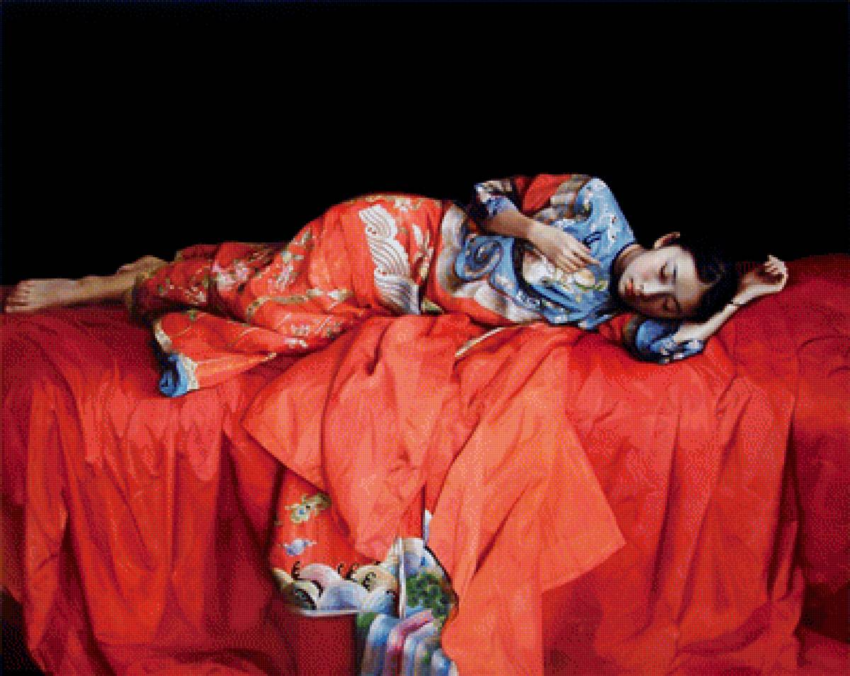 Zhao Kailin, японка на красном - японка на красном - предпросмотр