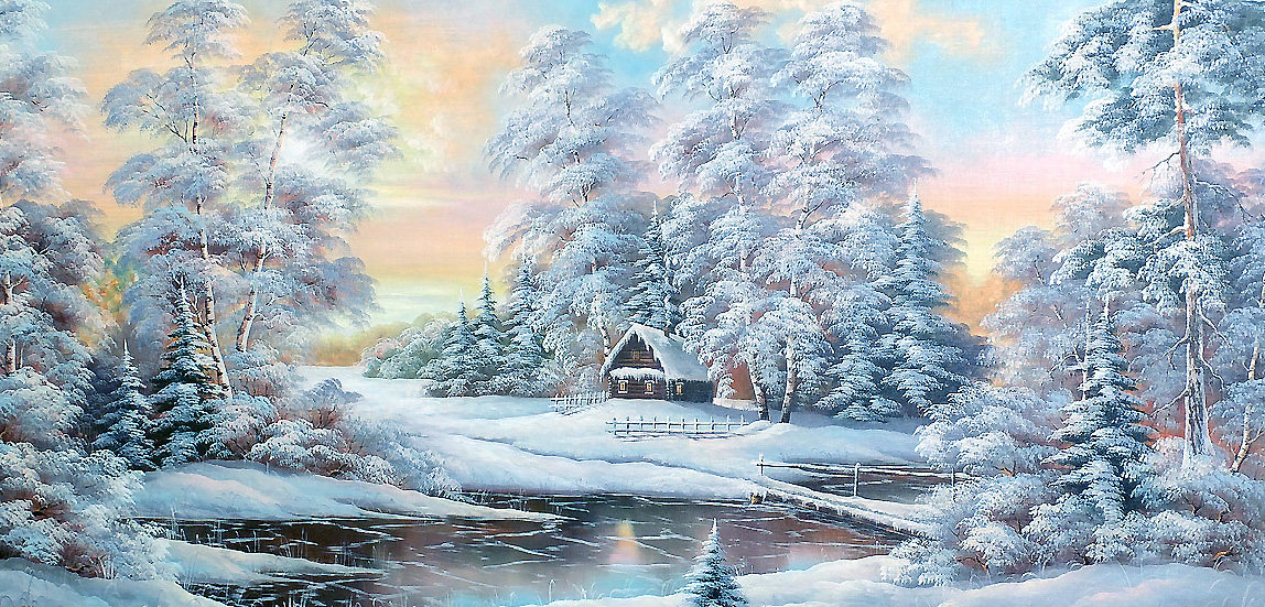 Серия "Пейзаж". Зима - речка, лес, зима, пейзаж, природа - оригинал