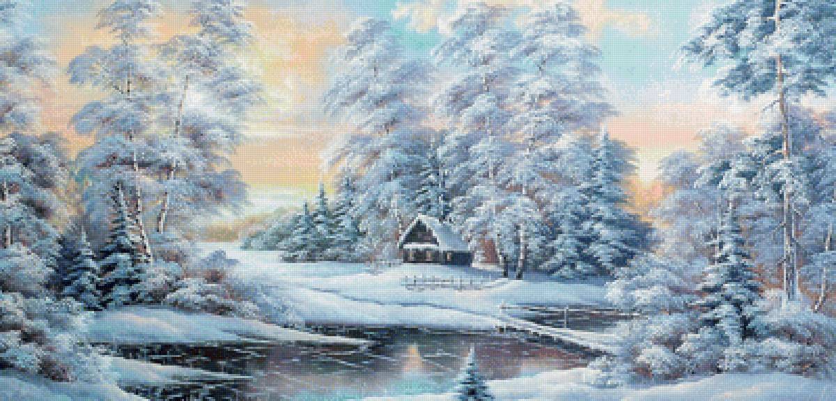 Серия "Пейзаж". Зима - лес, природа, пейзаж, речка, зима - предпросмотр