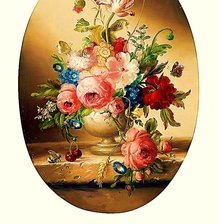 Схема вышивки «цветы и  бабочка»