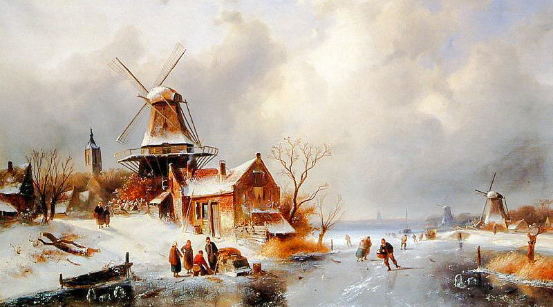 Dutch Winter Scene. - charles henri joseph leickert paints.landscape.scenary.people. - оригинал