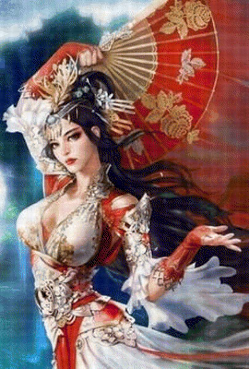 Geisha - punto cruz - предпросмотр