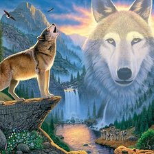 Схема вышивки «Волки»