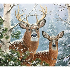 Схема вышивки «Олени в зимнем лесу.»
