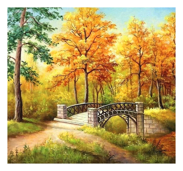 Серия "Пейзаж". Осень - парк, пейзаж, мостик, природа - оригинал