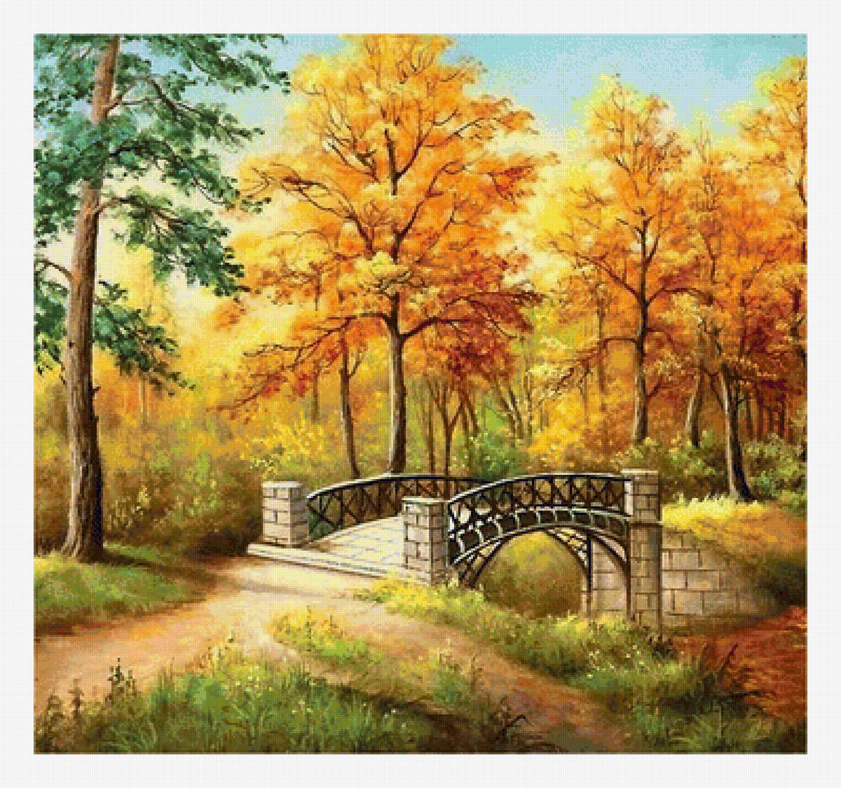 Серия "Пейзаж". Осень - природа, пейзаж, мостик, парк - предпросмотр