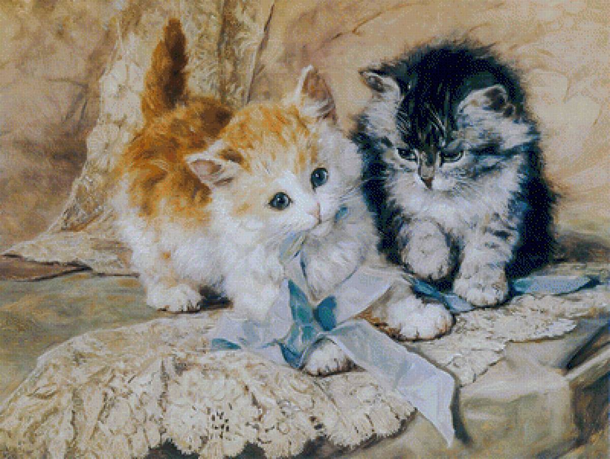 Kittens and Bows. - henriette ronner-knip painter.animals. - предпросмотр