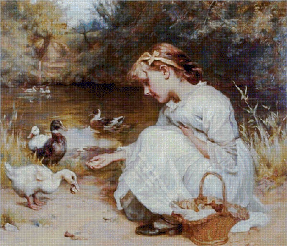 Making Friends. - frederick morgan paints.children.birds. - предпросмотр