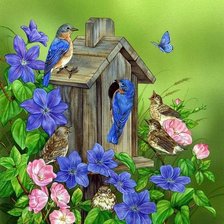 Схема вышивки «птицы»