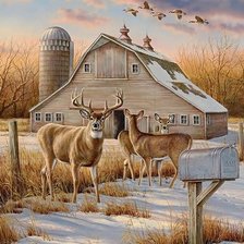 Схема вышивки «олени»