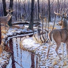 Схема вышивки «олени у ручья»