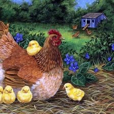 Схема вышивки «Семья во дворе»