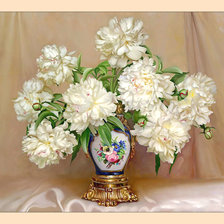 Схема вышивки «Белые пионы.»