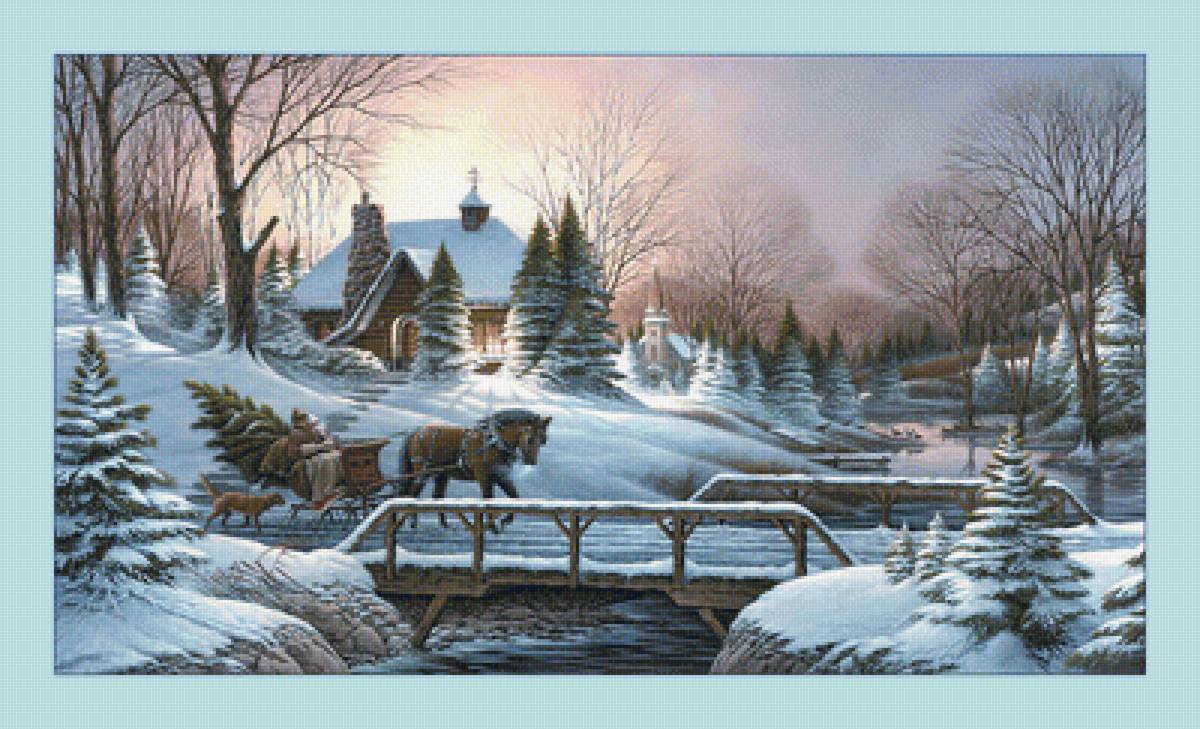 Зимний пейзаж. - зима, снег, пейзаж, живопись - предпросмотр