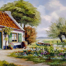 Схема вышивки «The Boat on the River.»