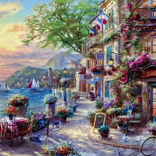 Схема вышивки «The French Riviera Cafe.»