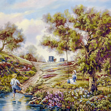 Схема вышивки «The Swing and the Fish.»