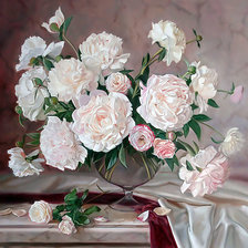 Схема вышивки «Пионы в вазе»