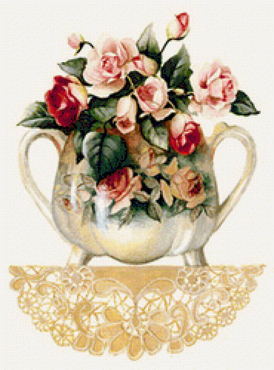 Цветы на полке - посуда - предпросмотр