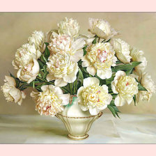 Схема вышивки «Белые пионы.»