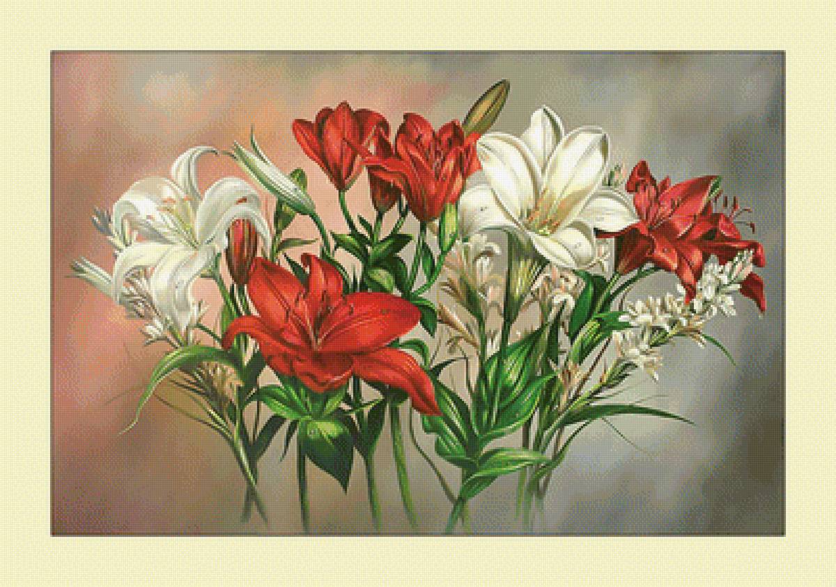 Лилии. - цветы, живопись, лилии - предпросмотр