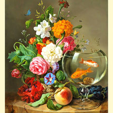 Схема вышивки «Натюрморт с рыбками.»