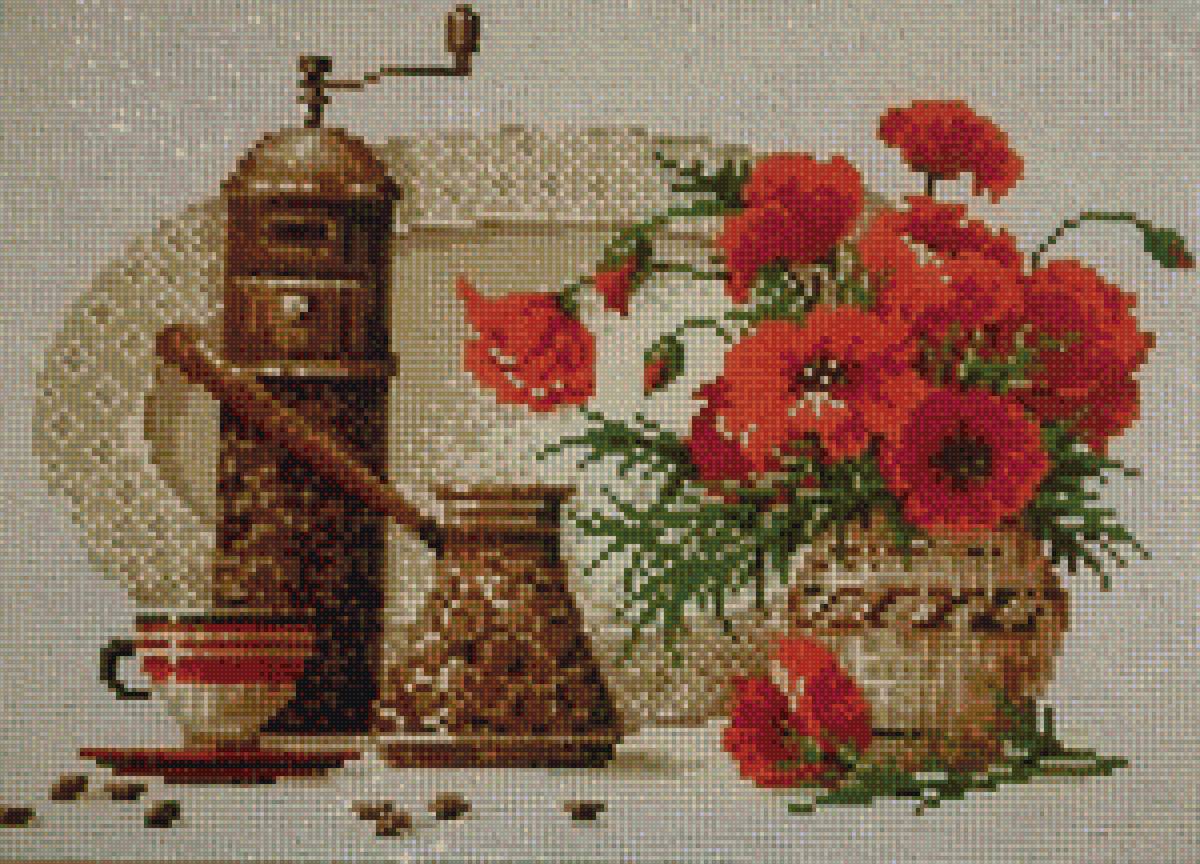 Для кухни - кофемолка с маками - маки, кофе - предпросмотр