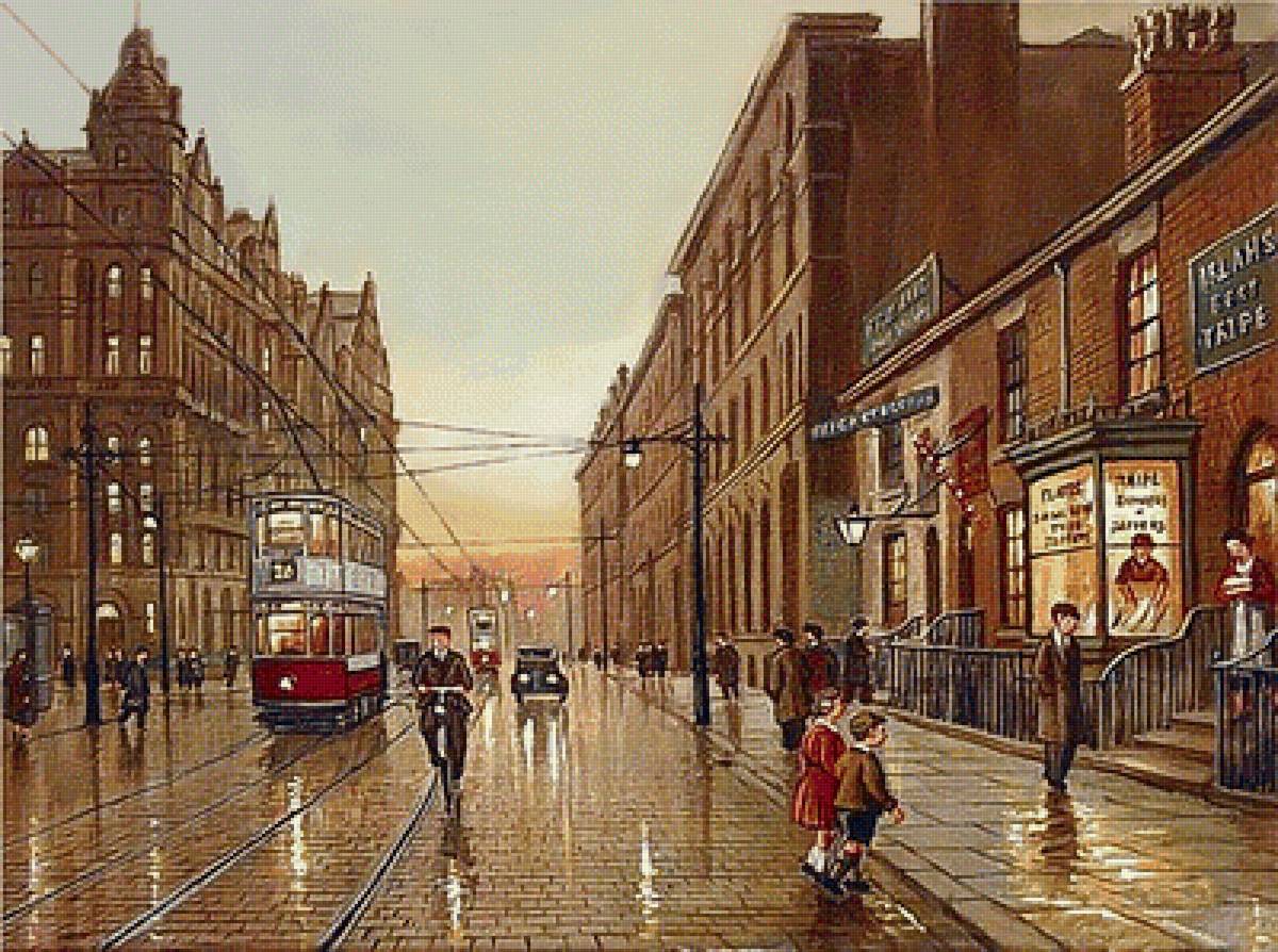 старый Лондон - трамвай, англия, люди, городской пейзаж, улица, лондон - предпросмотр