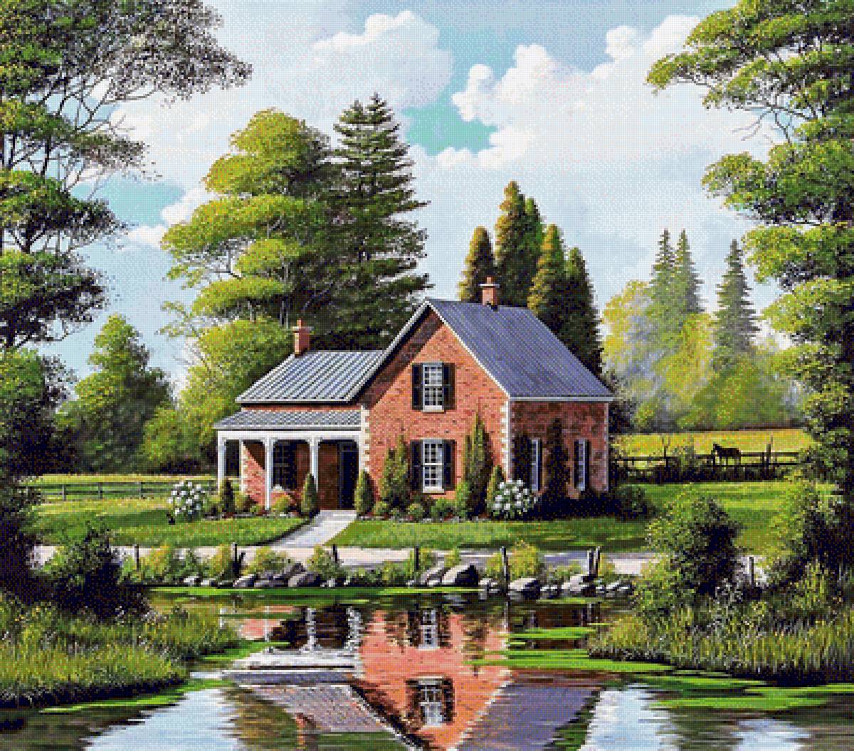 №1989994 - пейзаж, домики - предпросмотр