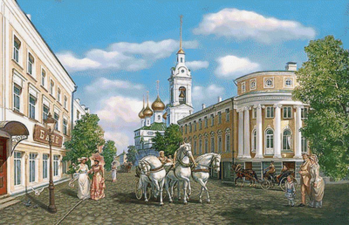 старый город - старый город, улица, лошади, храм, городской пейзаж, люди - предпросмотр