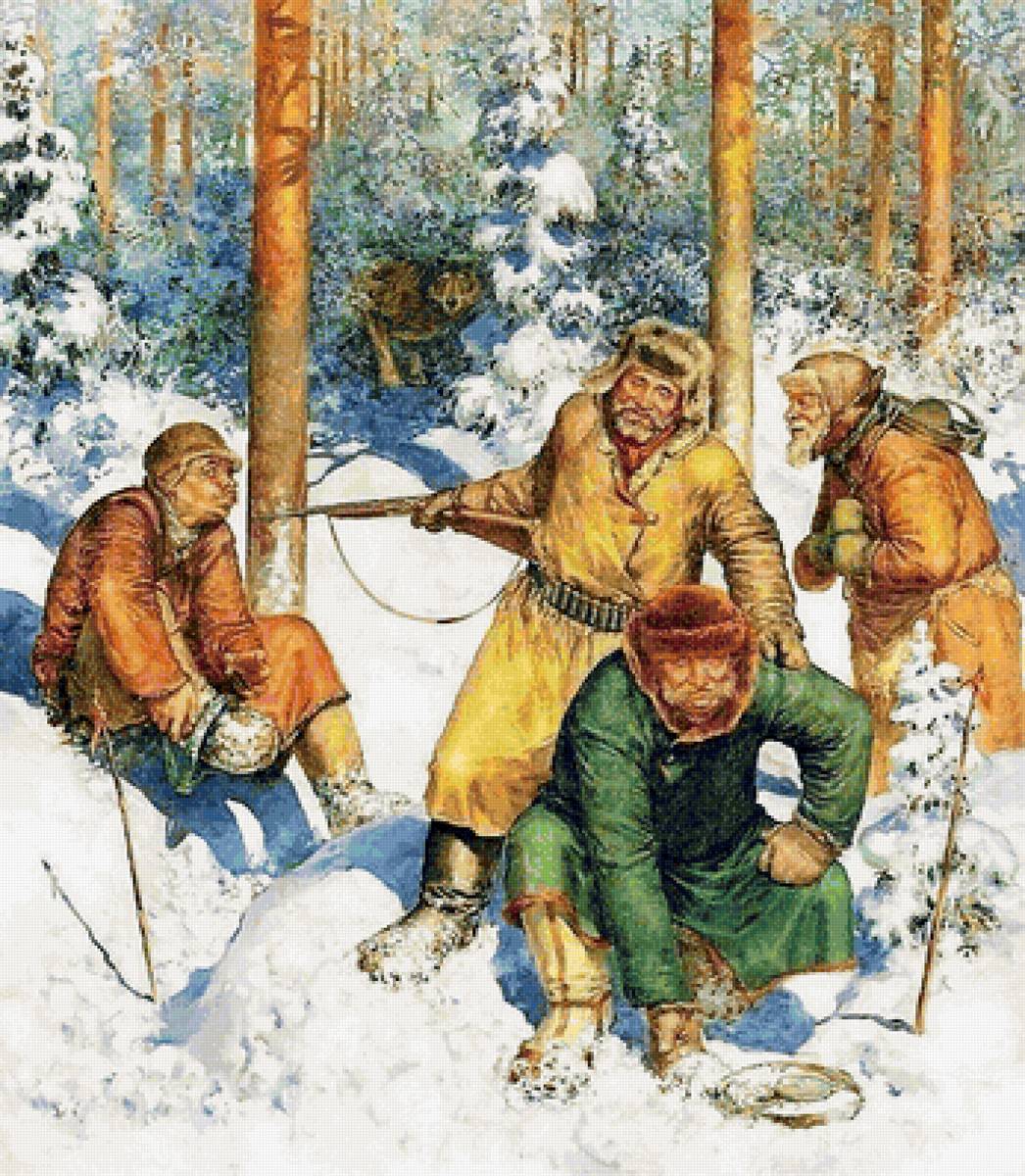 Не пойман - не волк - охотники, зима, лес, охота, волк - предпросмотр