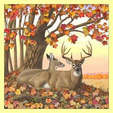 Схема вышивки «Олени в осеннем лесу.»